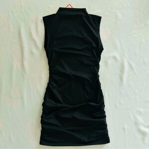 NWT Small Little Black Dress Solid Ruched Sides High Neck Sleeveless Knee Length